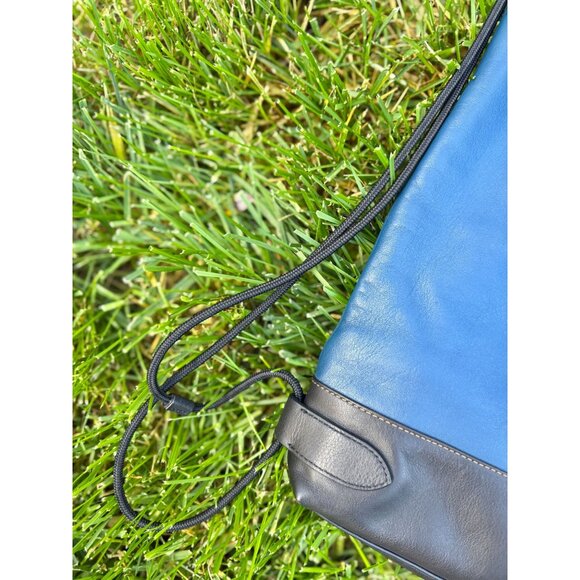 Coach Academy Drawstring Backpack In Blue And Black Leather - Picture 7 of 7